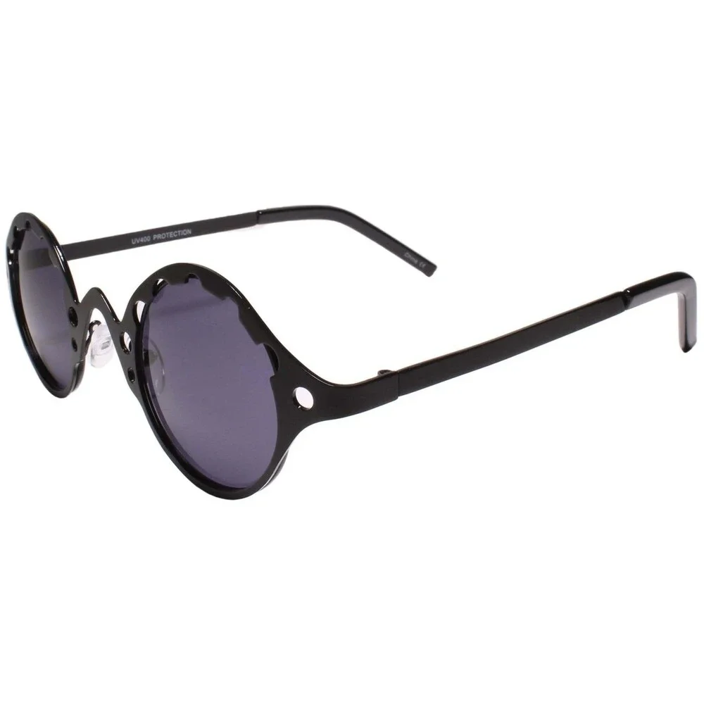 Classy Exotic Mens Womens Unique Retro Steampunk Fashion Round Black Sunglasses